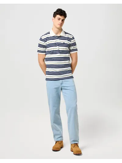 Wrangler - STRIPE POLO SHIRT / WORN WHITE - Galléros Férfi póló