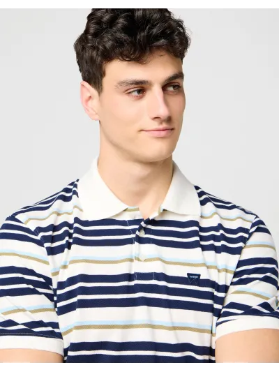 Wrangler - STRIPE POLO SHIRT / WORN WHITE - Galléros Férfi póló