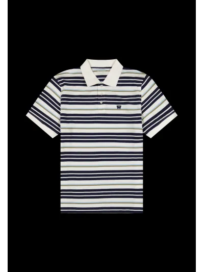 Wrangler - STRIPE POLO SHIRT / WORN WHITE - Galléros Férfi póló