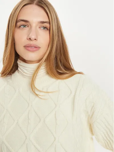 Wrangler - Cable Knit SweaTER / Worn White - Elegáns Női pulóver