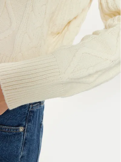 Wrangler - Cable Knit SweaTER / Worn White - Elegáns Női pulóver