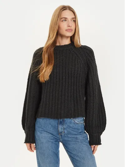 Wrangler - Puff Sleeve / Black - Elegáns Női pulóver