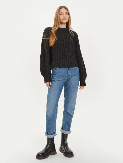 Wrangler - Puff Sleeve / Black - Elegáns Női pulóver