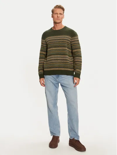 Wrangler - Fairisle Sweater / Verdant Green - Elegáns Férfi pulóver