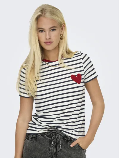 ONLY - HEART / White - Női póló