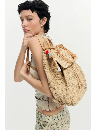 Desigual - HALF LOGO RAFFIA LUENA MINI - Női hátizsák