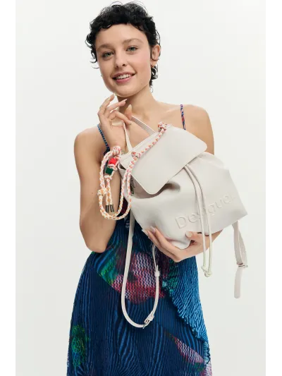 Desigual - HALF LOGO LUENA MINI ECRU - Női hátizsák