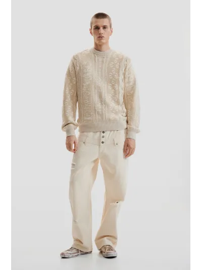 Desigual - VINTAGE IVORY - Elegáns Férfi pulóver