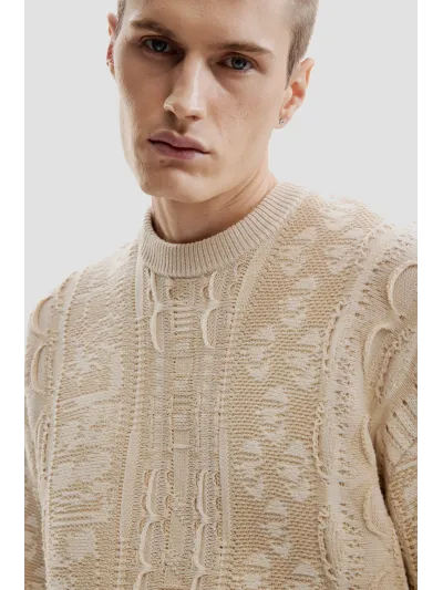 Desigual - VINTAGE IVORY - Elegáns Férfi pulóver