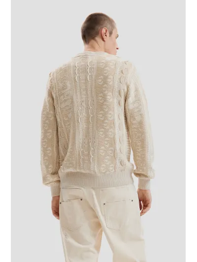 Desigual - VINTAGE IVORY - Elegáns Férfi pulóver