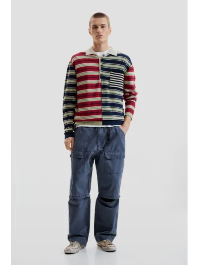 Desigual - MIXED STRIPES - Elegáns Férfi pulóver