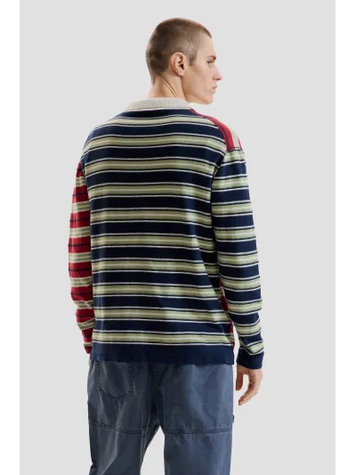 Desigual - MIXED STRIPES - Elegáns Férfi pulóver