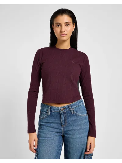 Lee - LS Cropped Rib Tee / Velvet Beet - Női póló