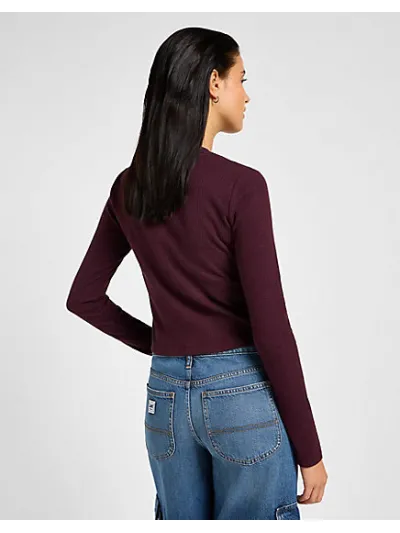 Lee - LS Cropped Rib Tee / Velvet Beet - Női póló