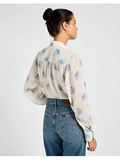 Lee - Shirred Blouse / Shy Blue Floral - Női blúz
