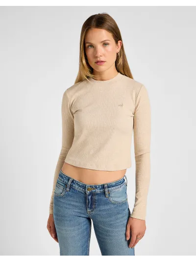 Lee - LS Cropped Rib Tee / Oatmeal - Női póló