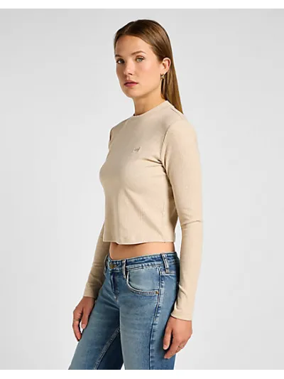 Lee - LS Cropped Rib Tee / Oatmeal - Női póló
