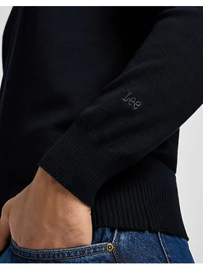 Lee - Clean Raglan Sweater / Black - Elegáns Férfi pulóver