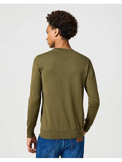 Wrangler - Knit Sweater / Ivy Green - Elegáns Férfi pulóver
