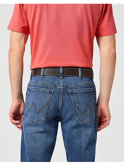 Wrangler - Stiched Belt / Brown - Bőr Férfi öv