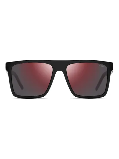 HUGO napszemüveg - RECTANGULAR - BLACK / RED MIRROR