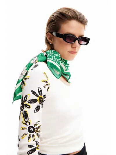 Desigual - Green Arty Square - Női kendő