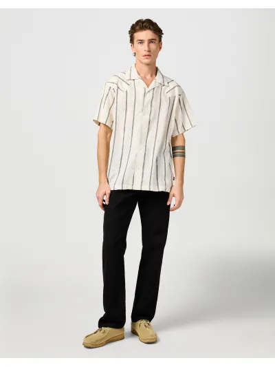 Wrangler - SS W RESORT SHIRT / NATURAL STRIPE - Férfi ing