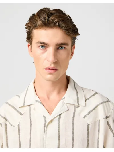 Wrangler - SS W RESORT SHIRT / NATURAL STRIPE - Férfi ing