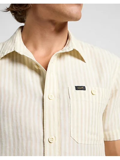 Lee - SS LEESURE SHIRT / PIONEER ECRU - Férfi Ing