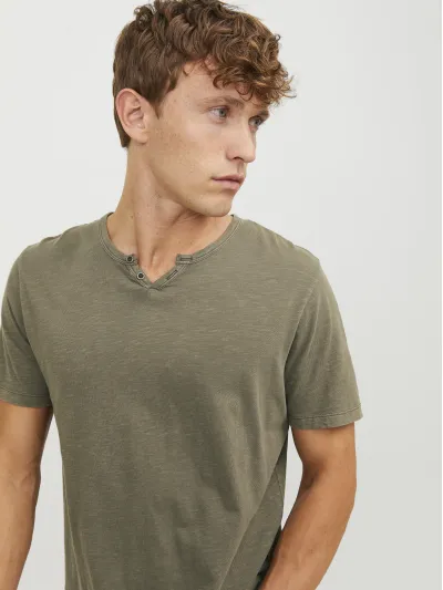 Jack & Jones - Split Neck - Férfi póló
