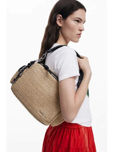 Desigual - HALF LOGO RAFFIA HABANA - Női oldaltáska