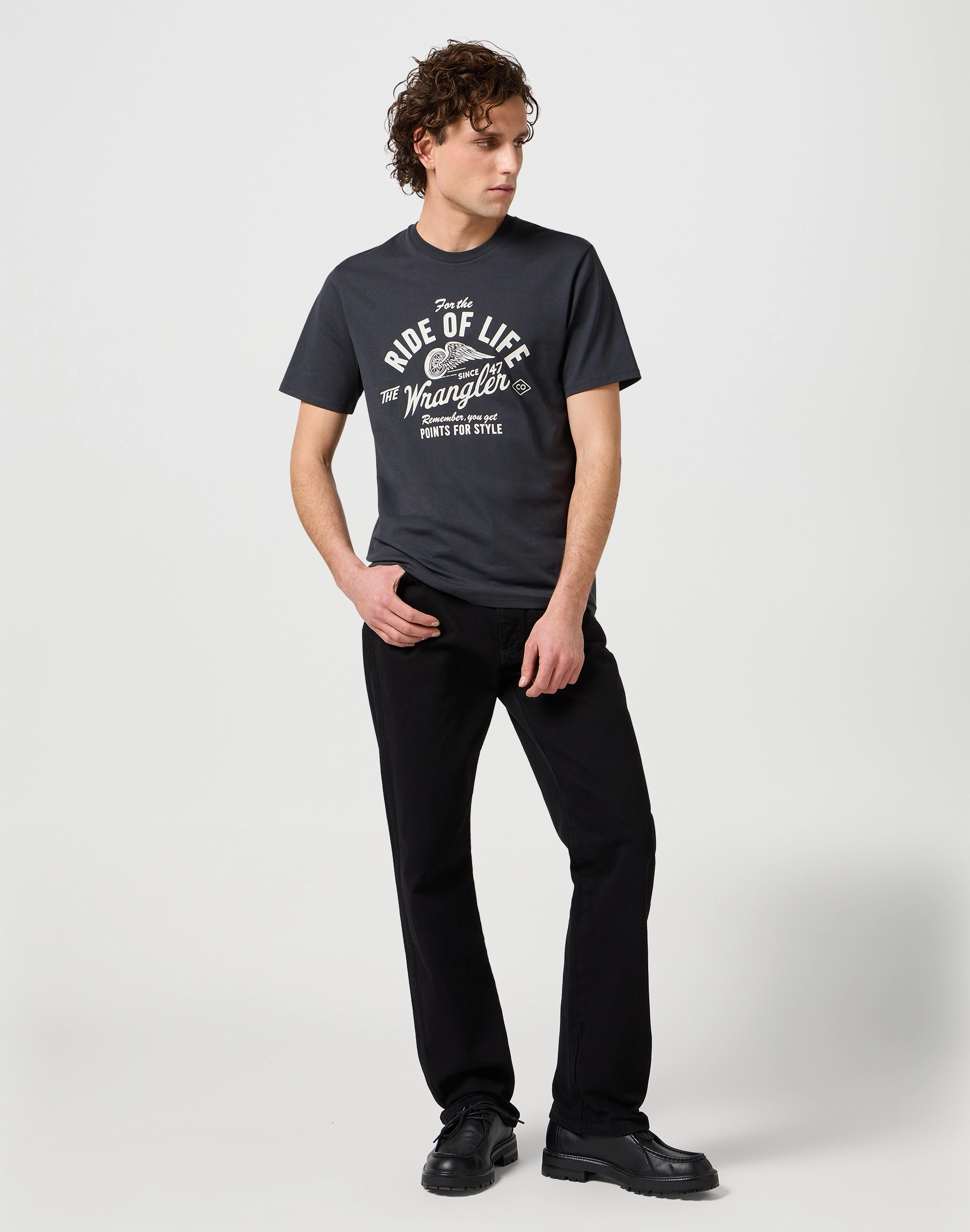 Wrangler - AMERICANA TEE / FADED BLACK - Férfi póló