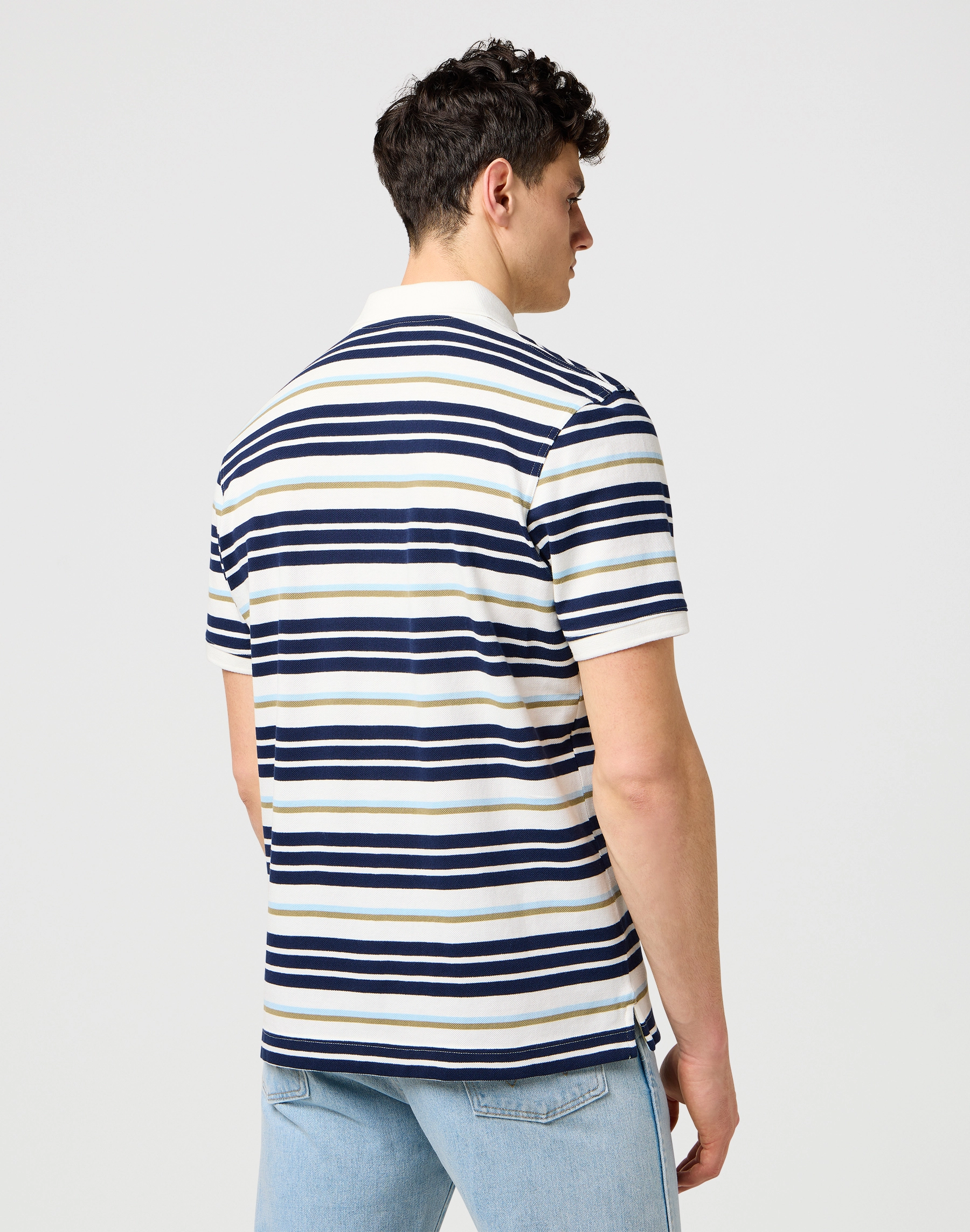 Wrangler - STRIPE POLO SHIRT / WORN WHITE - Galléros Férfi póló