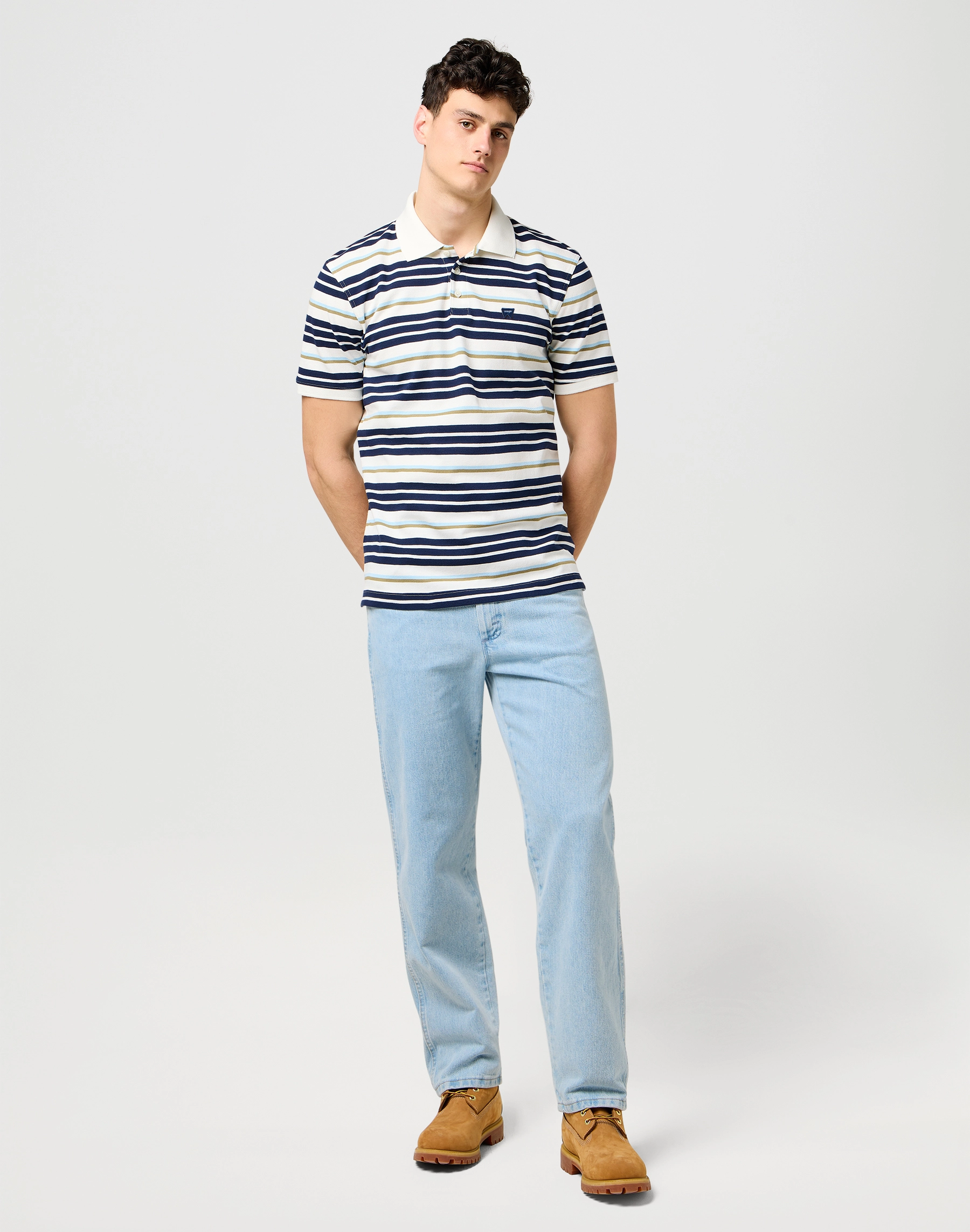 Wrangler - STRIPE POLO SHIRT / WORN WHITE - Galléros Férfi póló