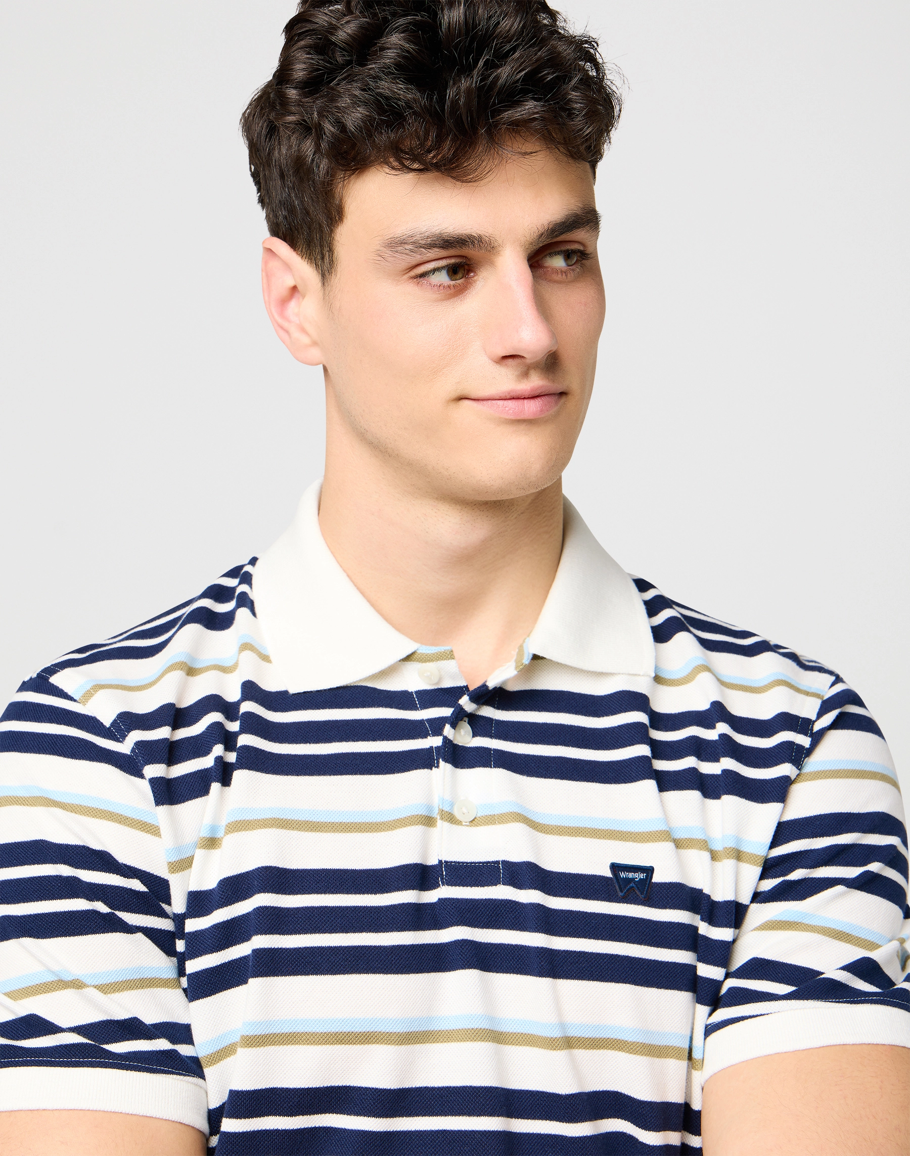 Wrangler - STRIPE POLO SHIRT / WORN WHITE - Galléros Férfi póló