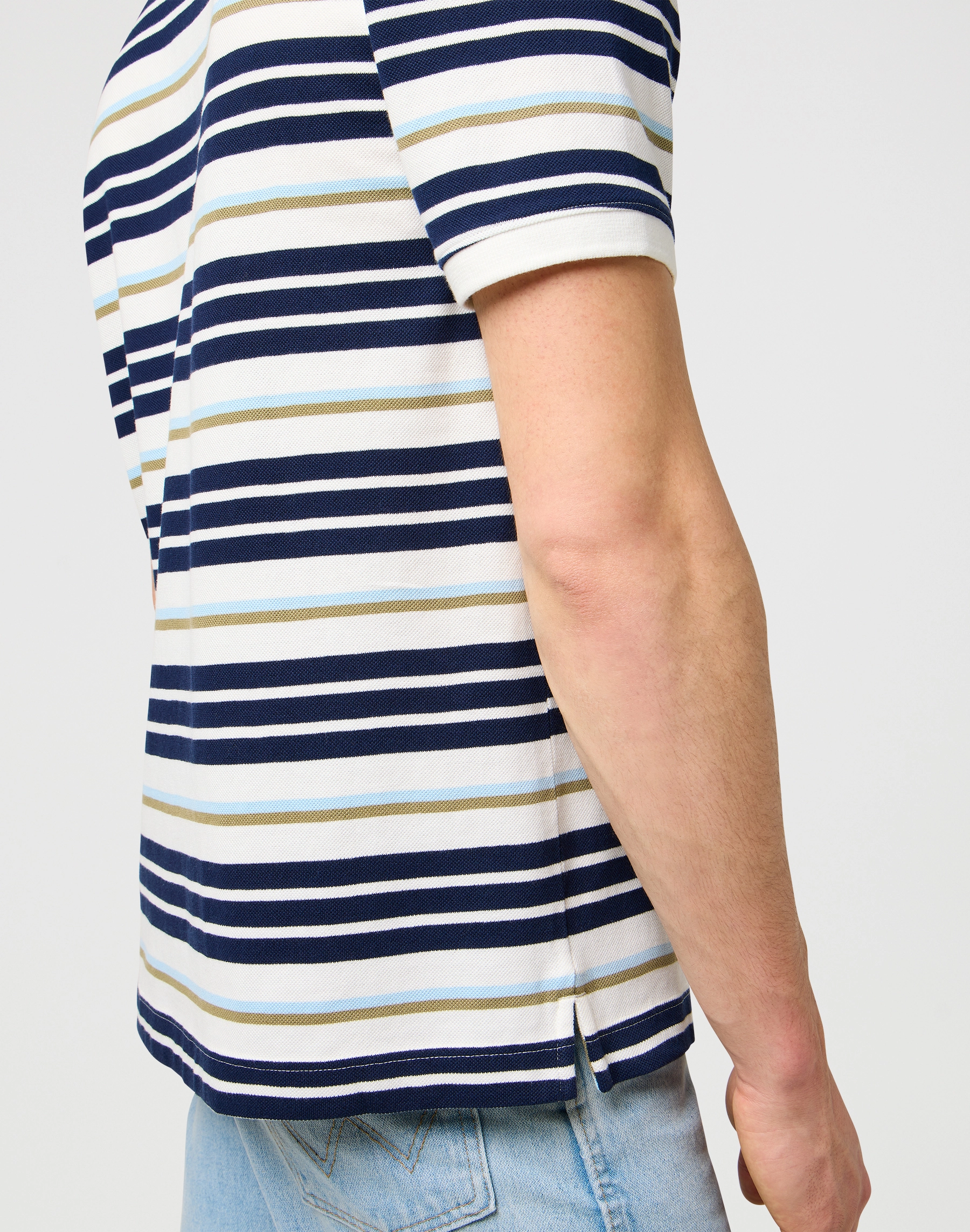 Wrangler - STRIPE POLO SHIRT / WORN WHITE - Galléros Férfi póló