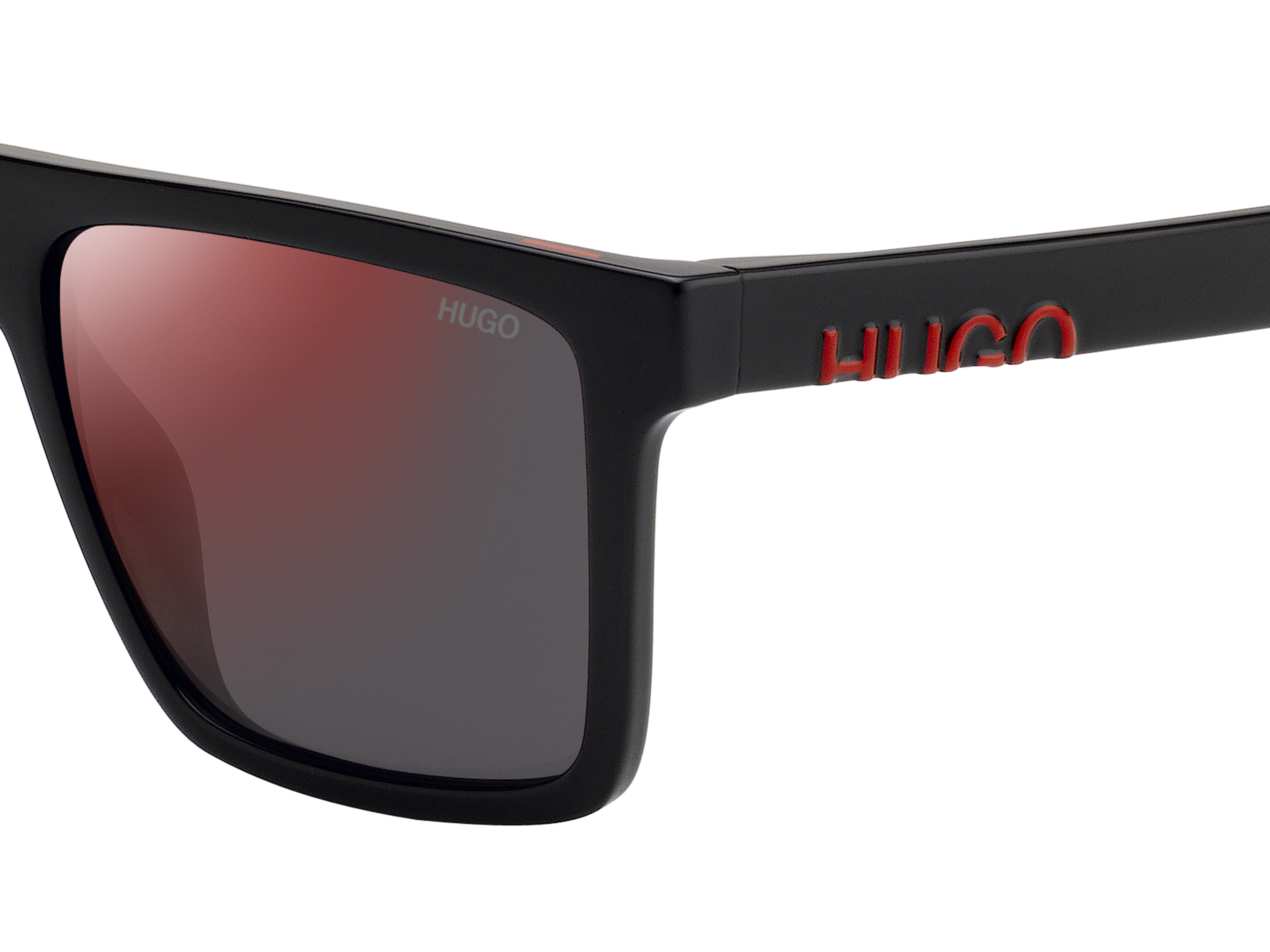 HUGO napszemüveg - RECTANGULAR - BLACK / RED MIRROR