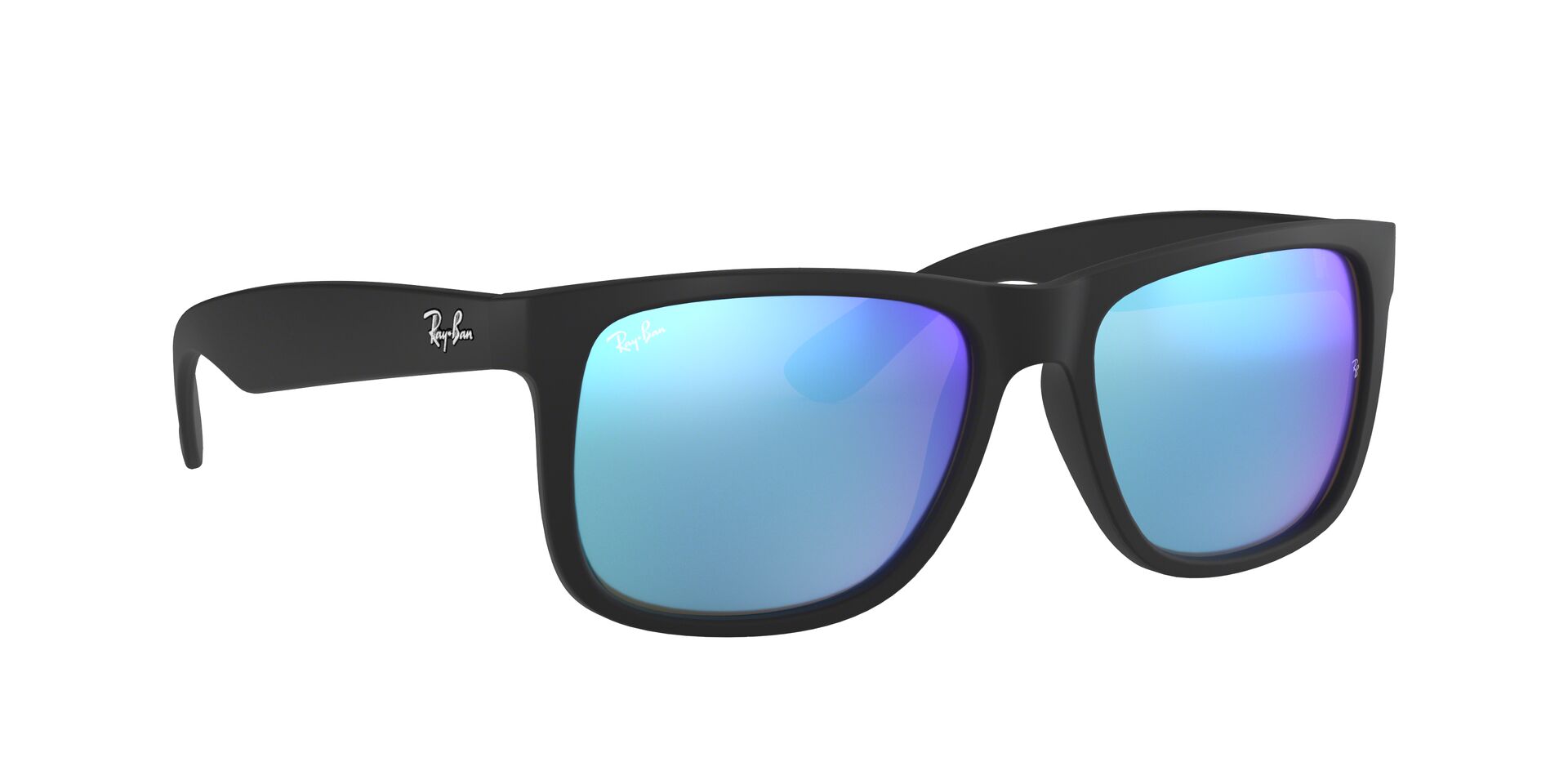 Ray-Ban napszemüveg - JUSTIN - BLACK RUBBER / GREEN MIRROR BLUE