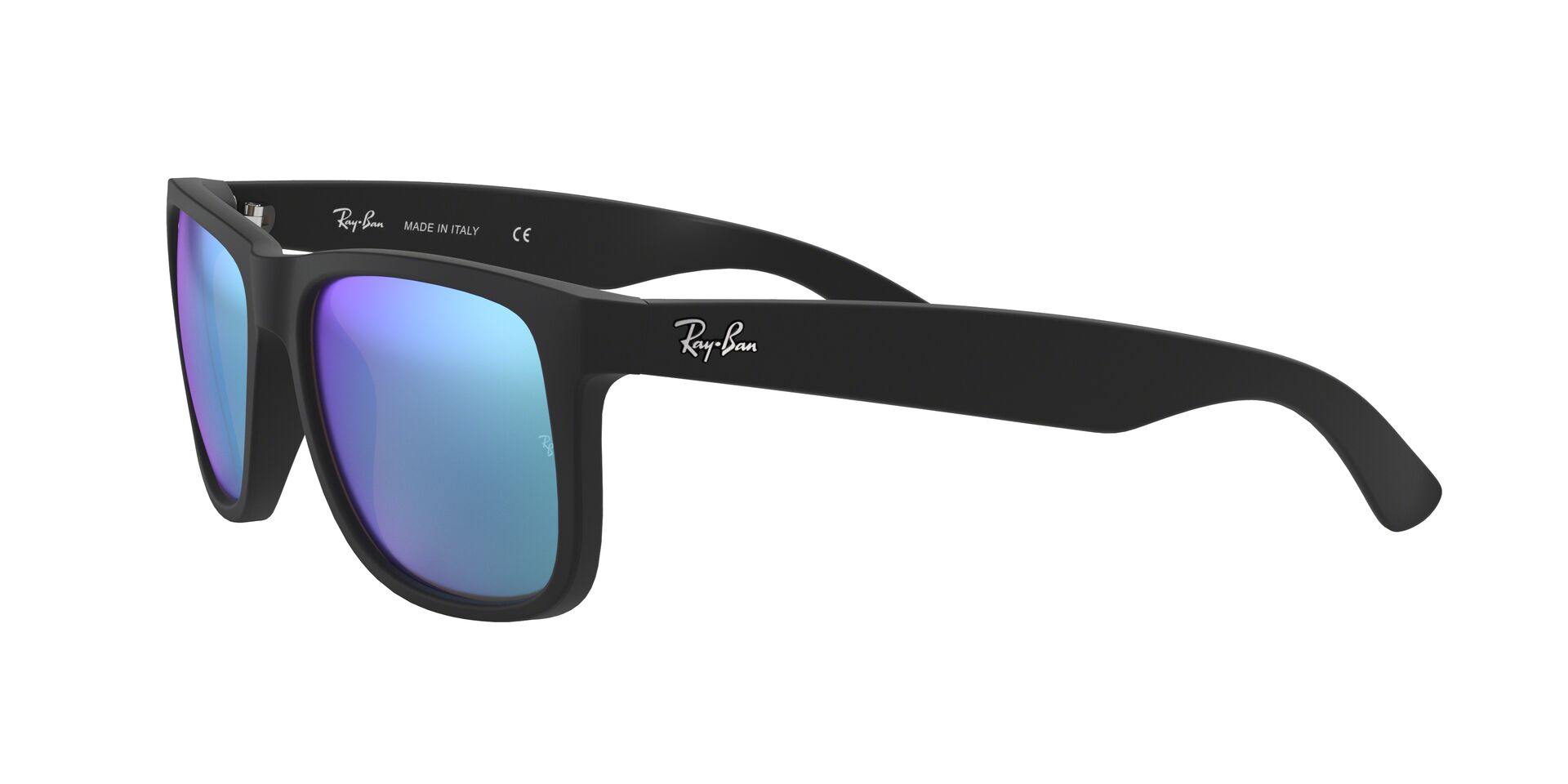 Ray-Ban napszemüveg - JUSTIN - BLACK RUBBER / GREEN MIRROR BLUE