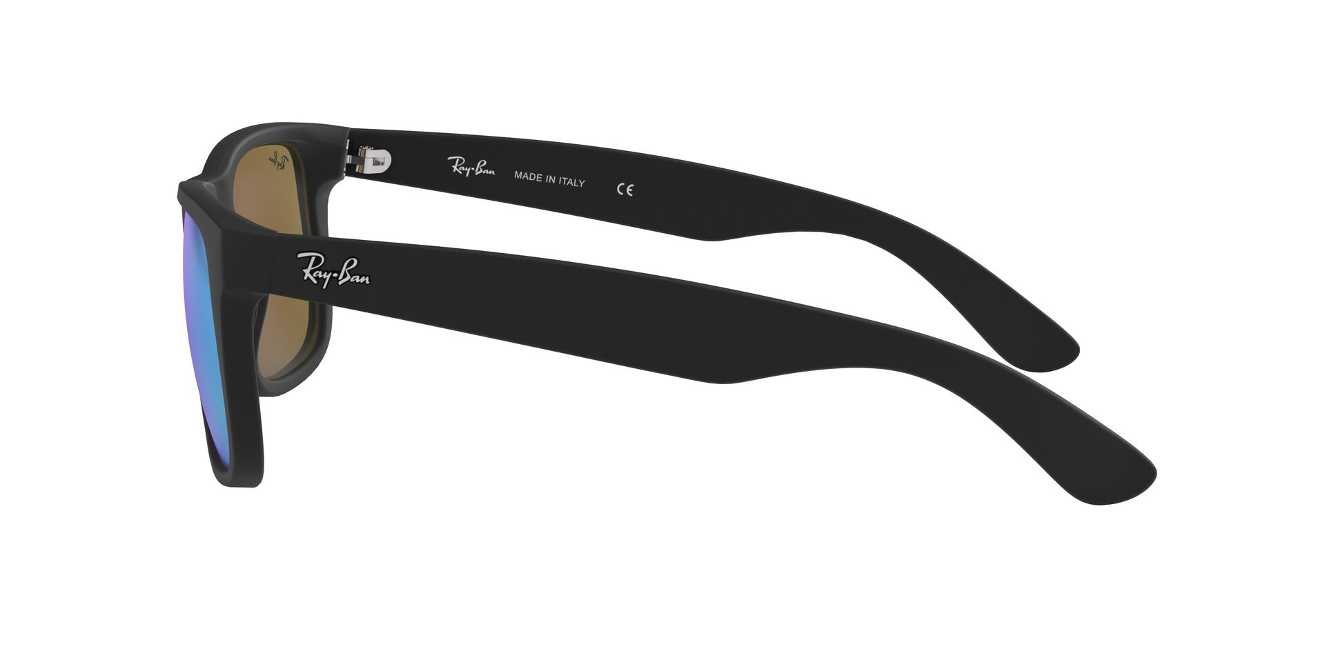 Ray-Ban napszemüveg - JUSTIN - BLACK RUBBER / GREEN MIRROR BLUE