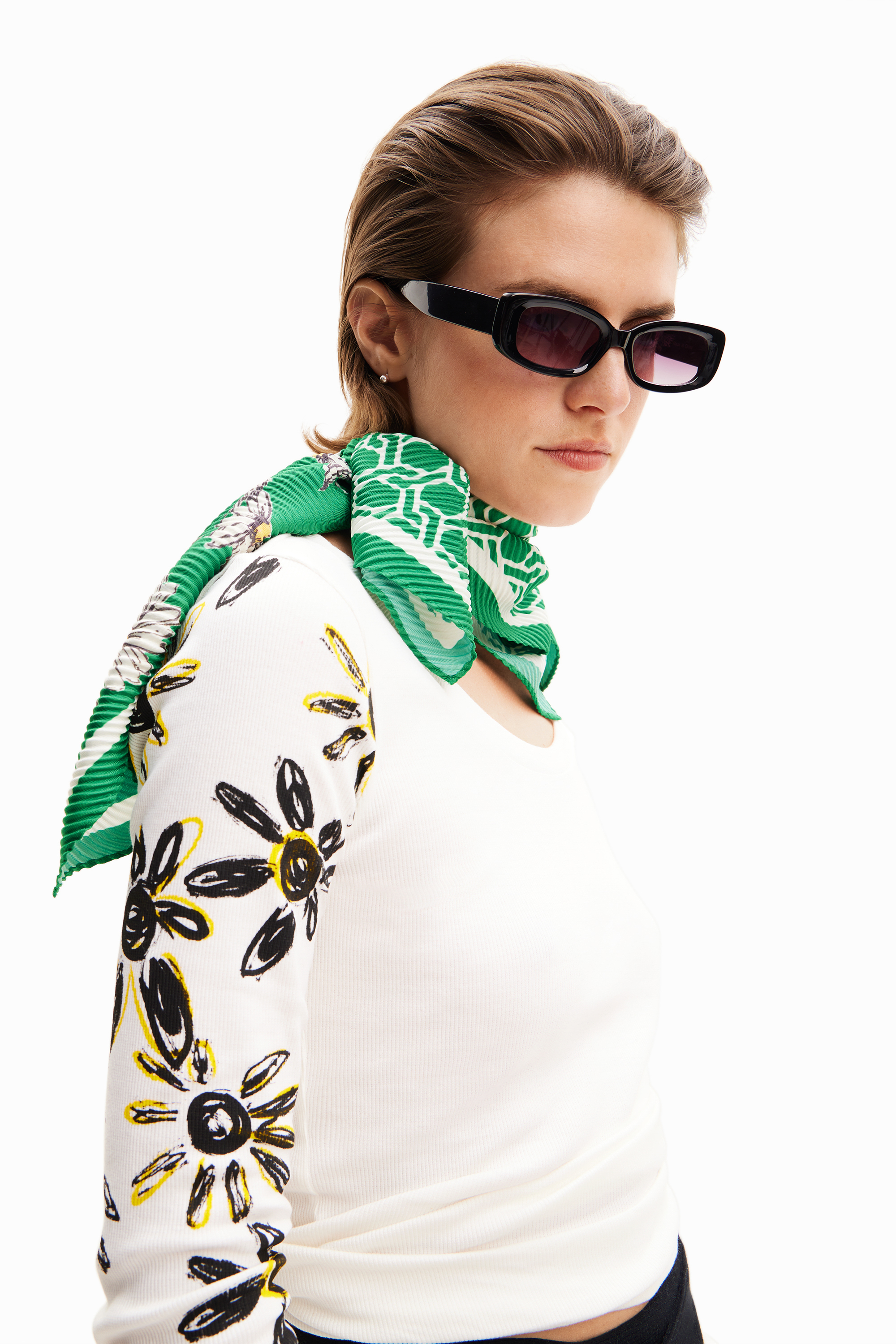 Desigual - Green Arty Square - Női kendő