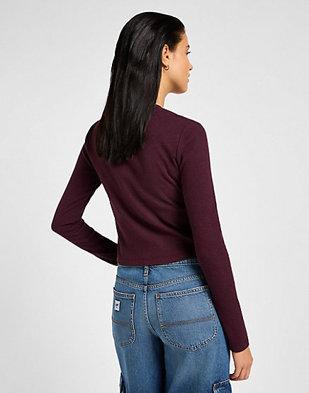 Lee - LS Cropped Rib Tee / Velvet Beet - Női póló