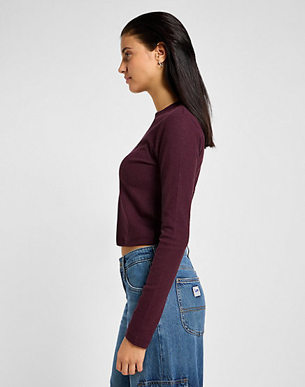 Lee - LS Cropped Rib Tee / Velvet Beet - Női póló