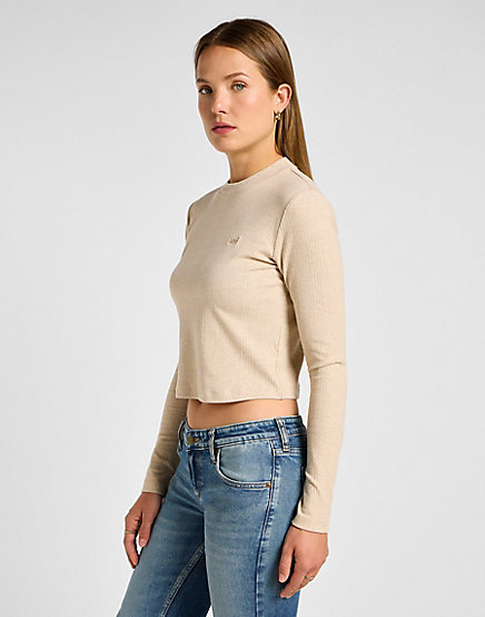Lee - LS Cropped Rib Tee / Oatmeal - Női póló