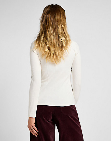 Lee - Ribbed LS High Neck / Ecru - Női póló