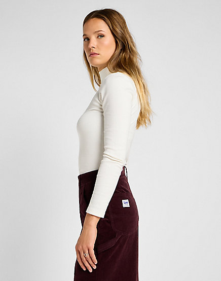 Lee - Ribbed LS High Neck / Ecru - Női póló