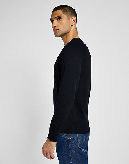 Lee - Clean Raglan Sweater / Black - Elegáns Férfi pulóver