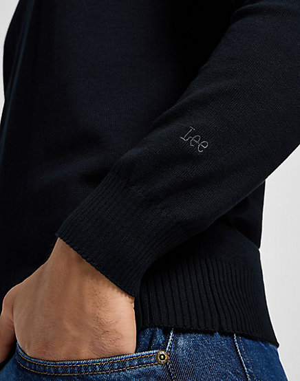 Lee - Clean Raglan Sweater / Black - Elegáns Férfi pulóver