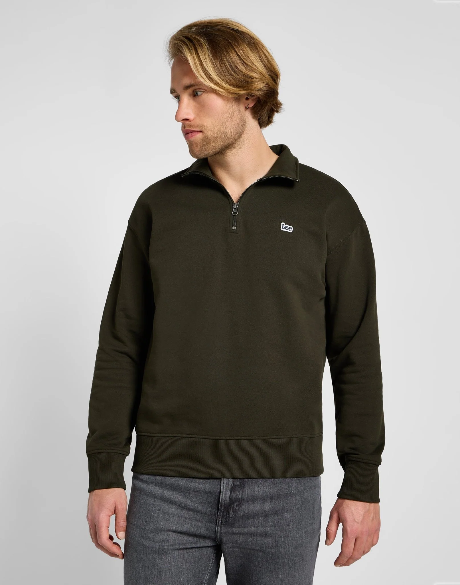 Lee - Half ZIP Sweater / Olive Night - Férfi pulóver