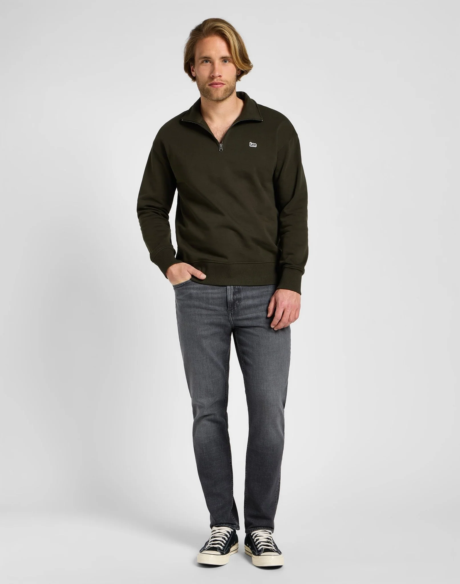 Lee - Half ZIP Sweater / Olive Night - Férfi pulóver